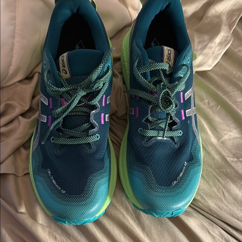 Asics Turquoise and Lime Athletic Sneakers